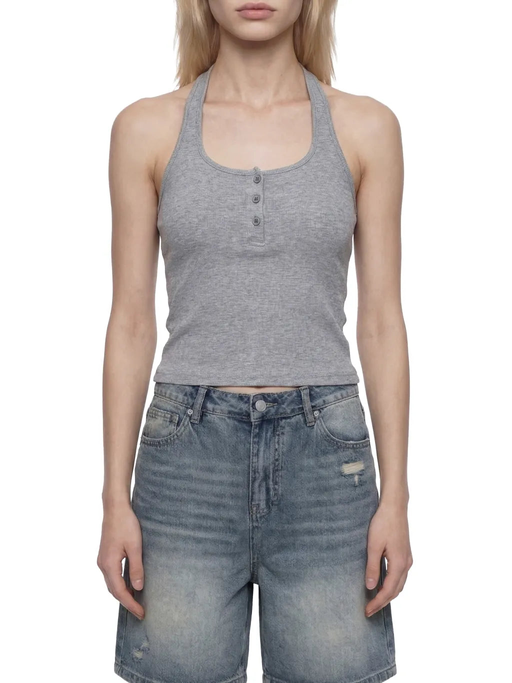 CHP-Women's Ribbed Henley Tank Top