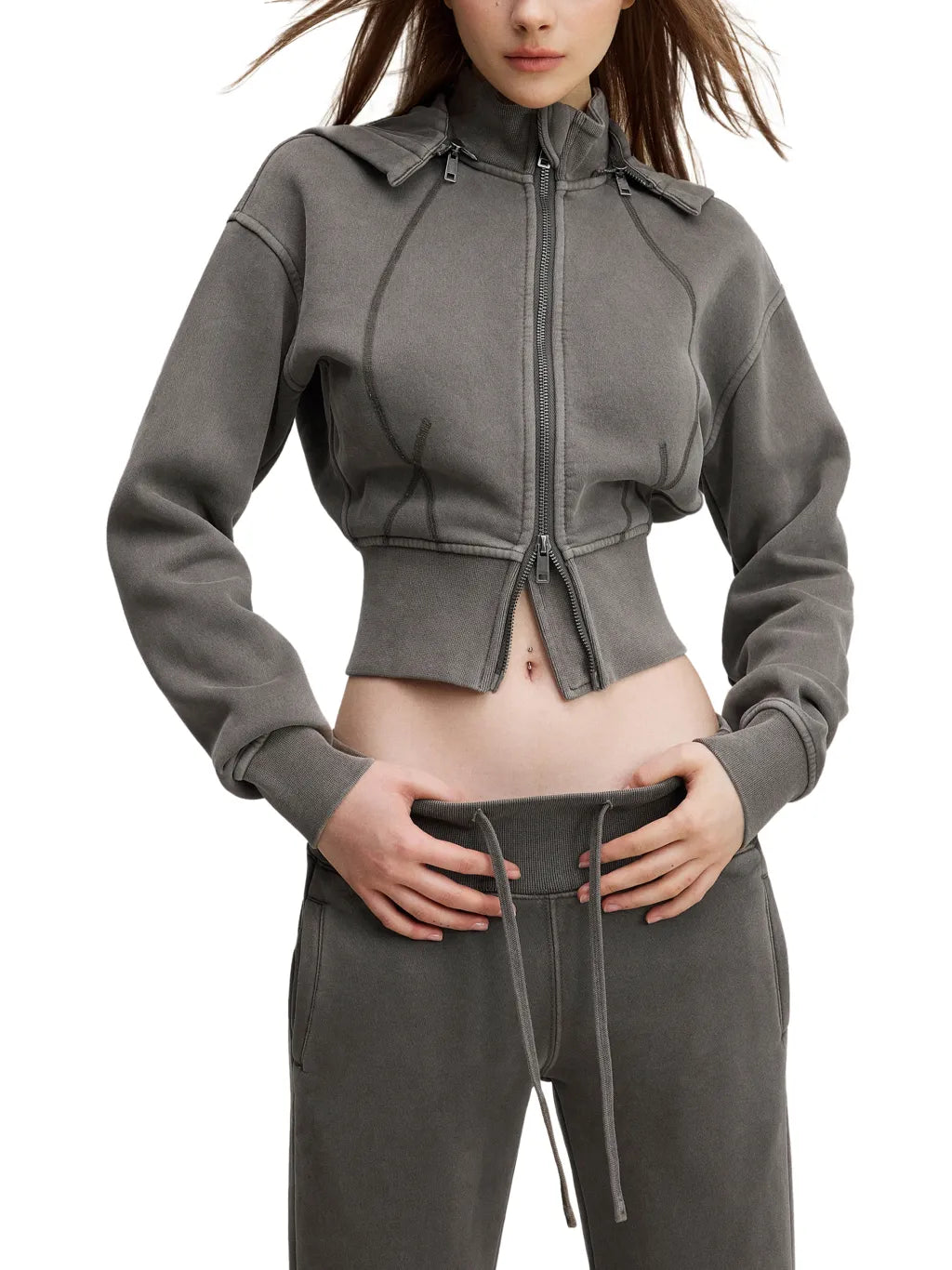 CHP - Vintage Washed Cropped Fleece Hoodie