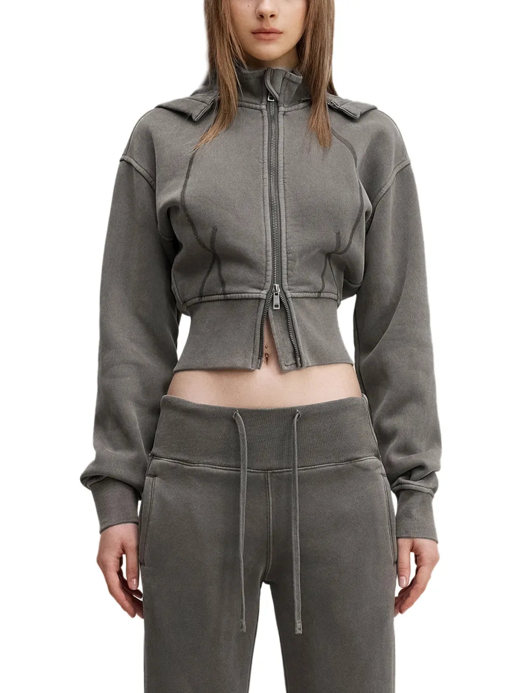 CHP - Vintage Washed Cropped Fleece Hoodie